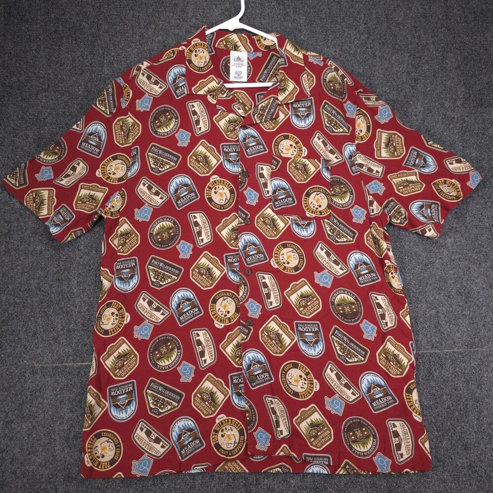 Disney Fort Wilderness Resort Campground Mickey Camp Shirt Medium Button Up